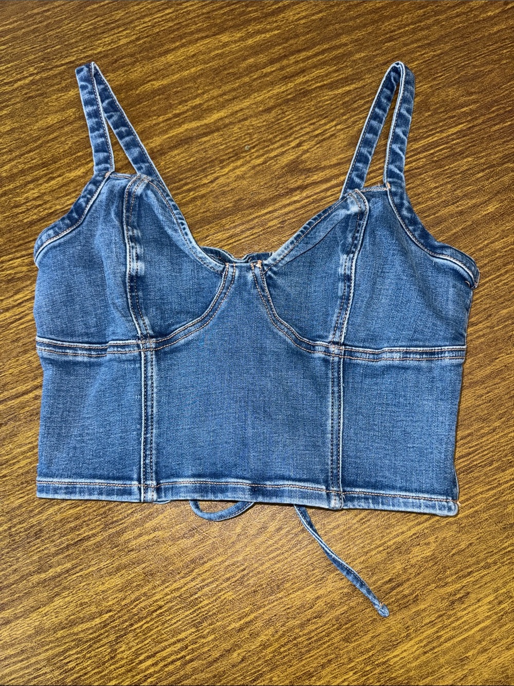 American Eagle Outfitters Denim Bustier Crop Top - Blue